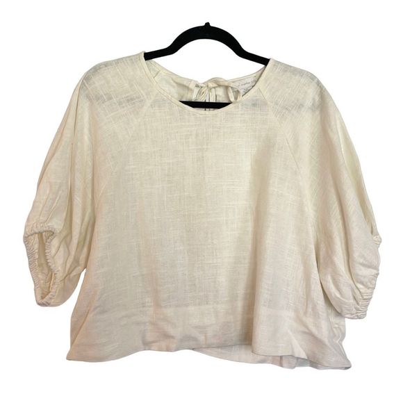House of Harlow 1960 Tops - House of Harlow linen ivory puff sleeve tie back blouse xl